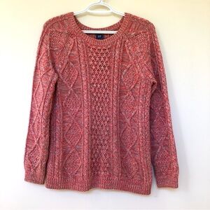 Gap ~ Chunky crew neck pullover ~ 100% Cotton ~ Marled Pink & Gray ~ Size Small